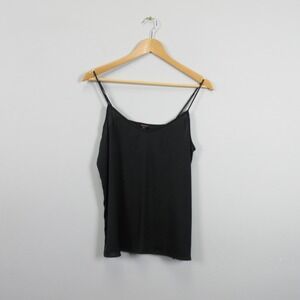 Quince Washable Stretch Silk V Neck Cami Black Medium